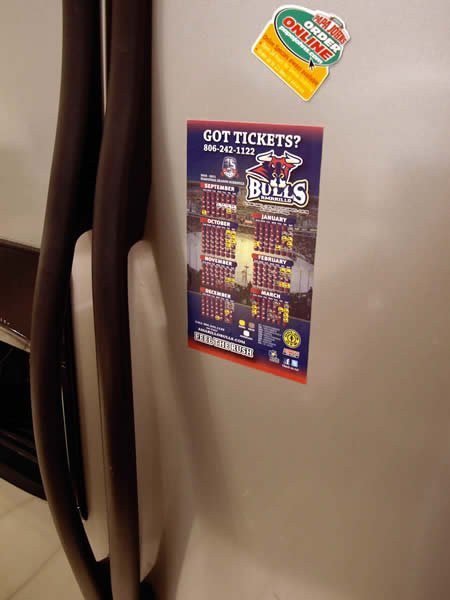 Sports Calendar Magnet on Fridge